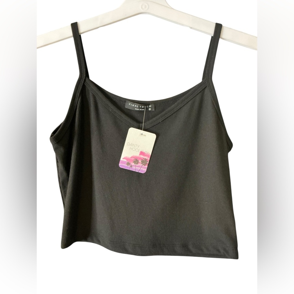 Final Touch Black Sleeveless Fitted Crop Camisole